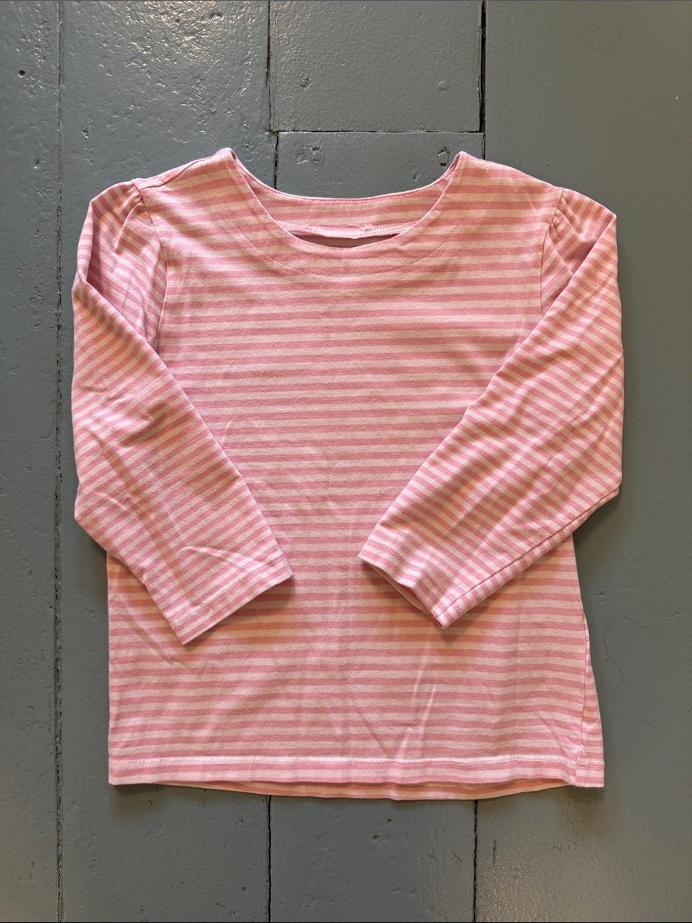 Bisby Girls' Pink Stripe 3/4 Sleeve Top size 7